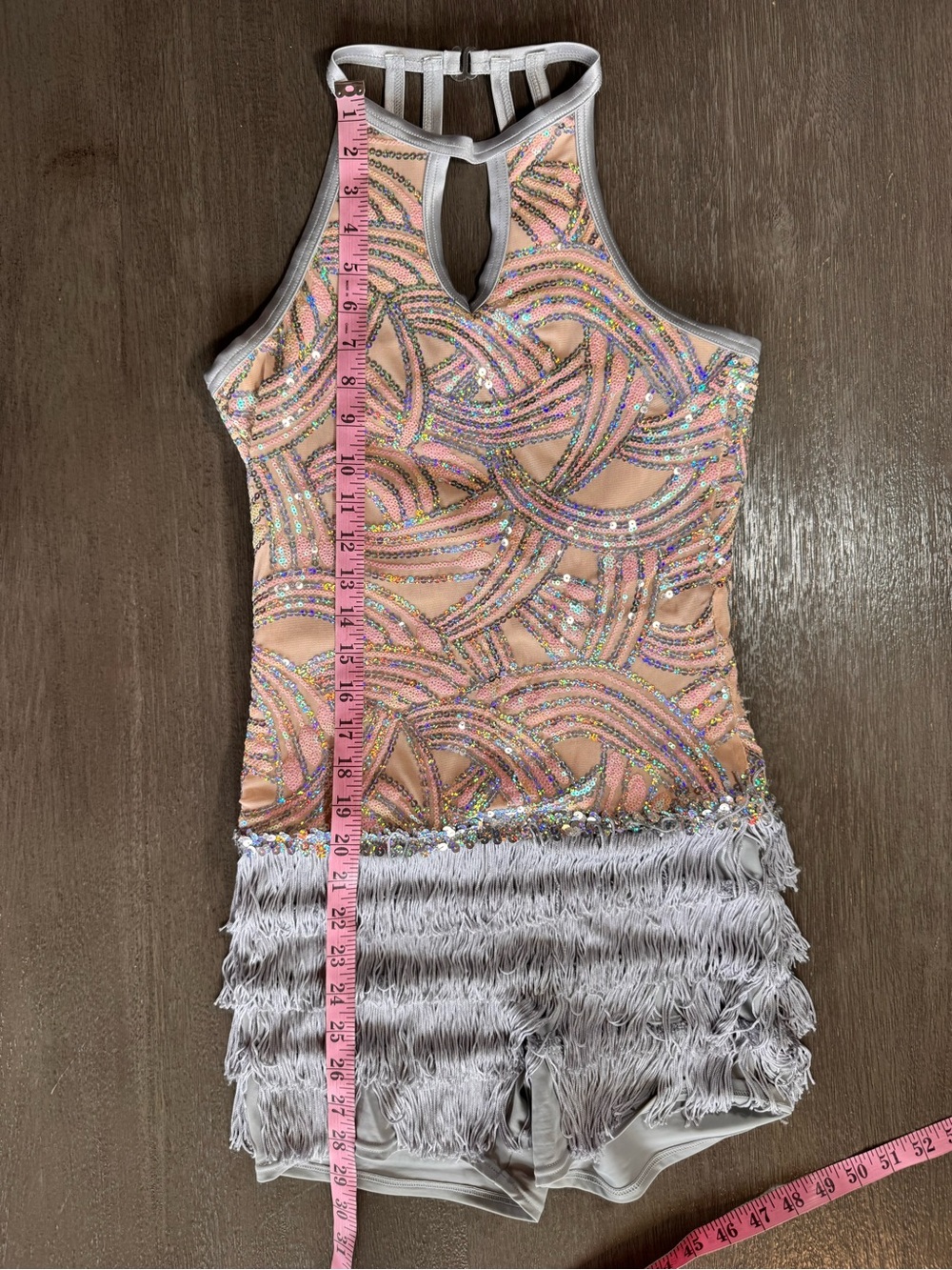 Weissman Big Girls Donāt Cry Silver Sequin Flapper Romper Dance Onesie M - Picture 10 of 10